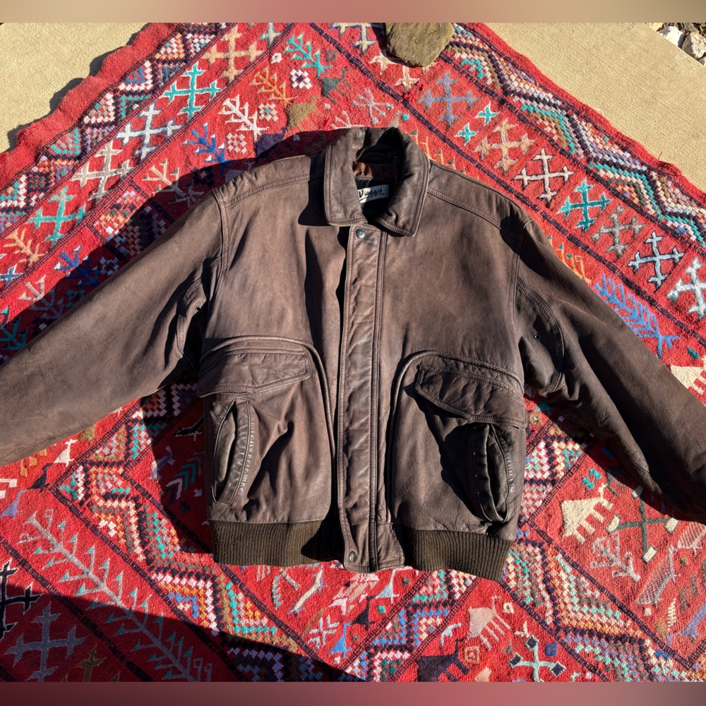 Vintage Viaggio Leather Bomber Jacket | Brown sz M
